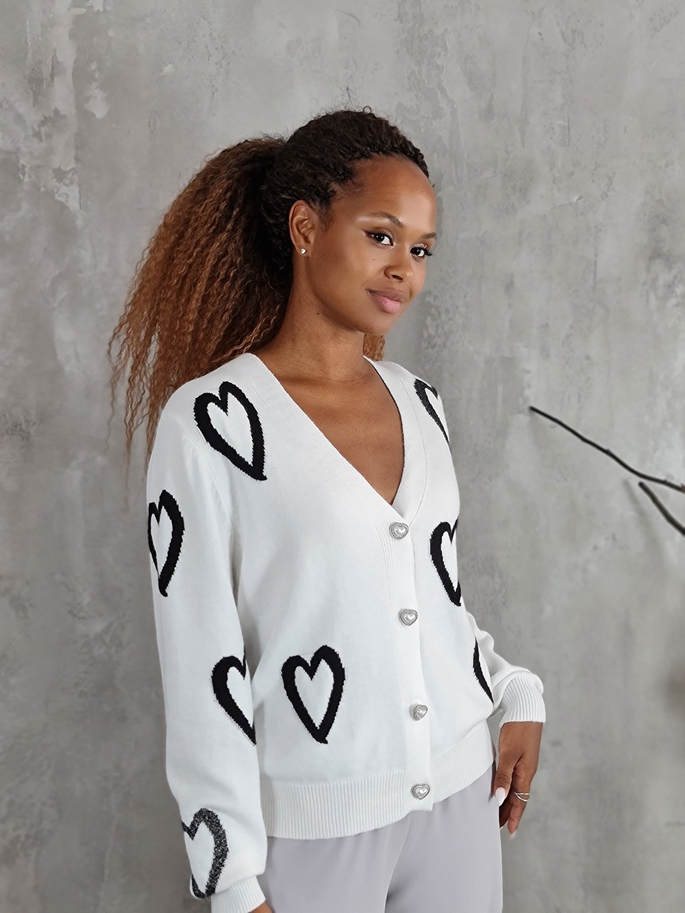 Кардиган J-Clair с сердечками белый, фотография №1