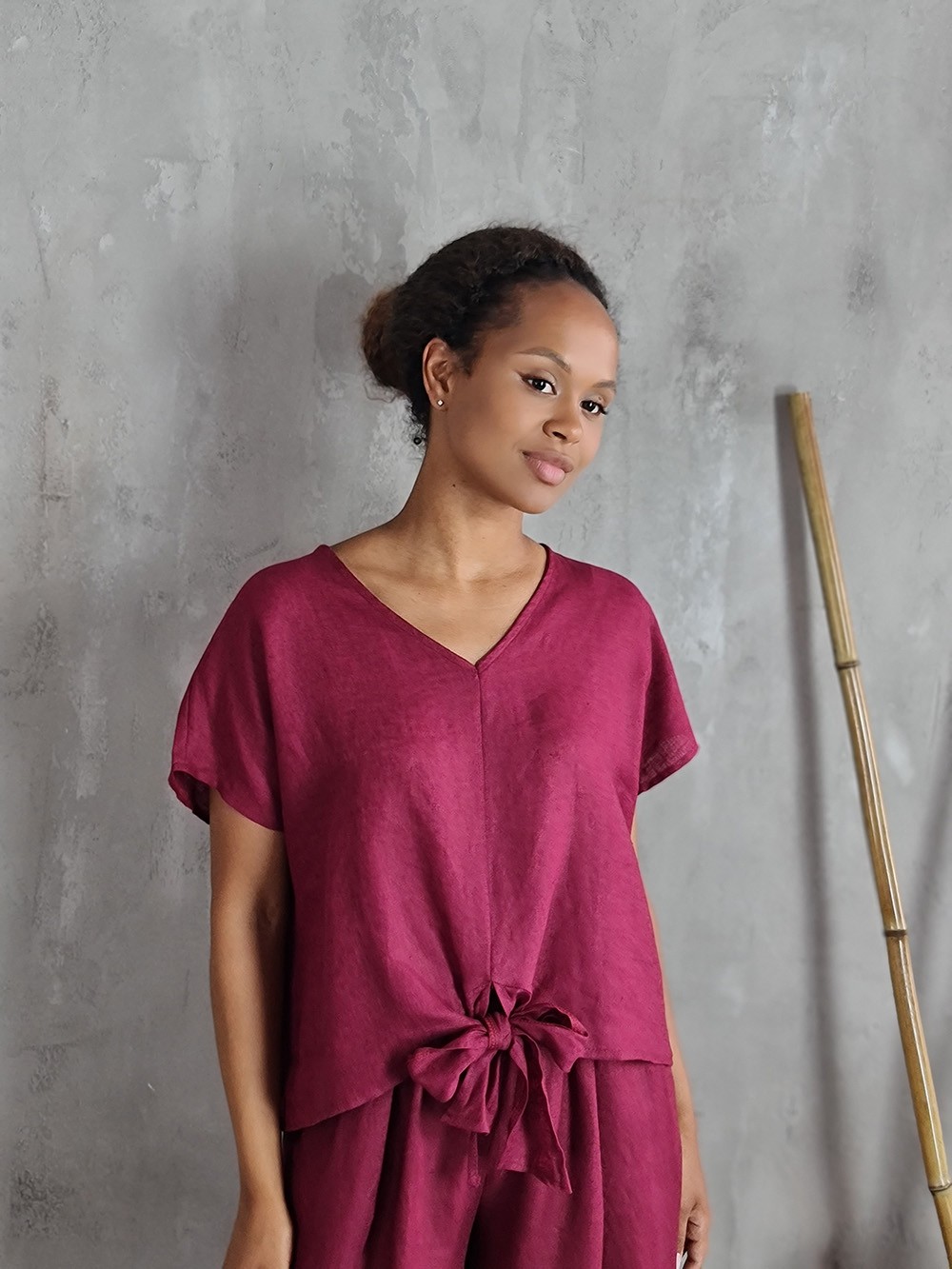 Топ MIHO'S на завязках внизу бордо, фотография №1