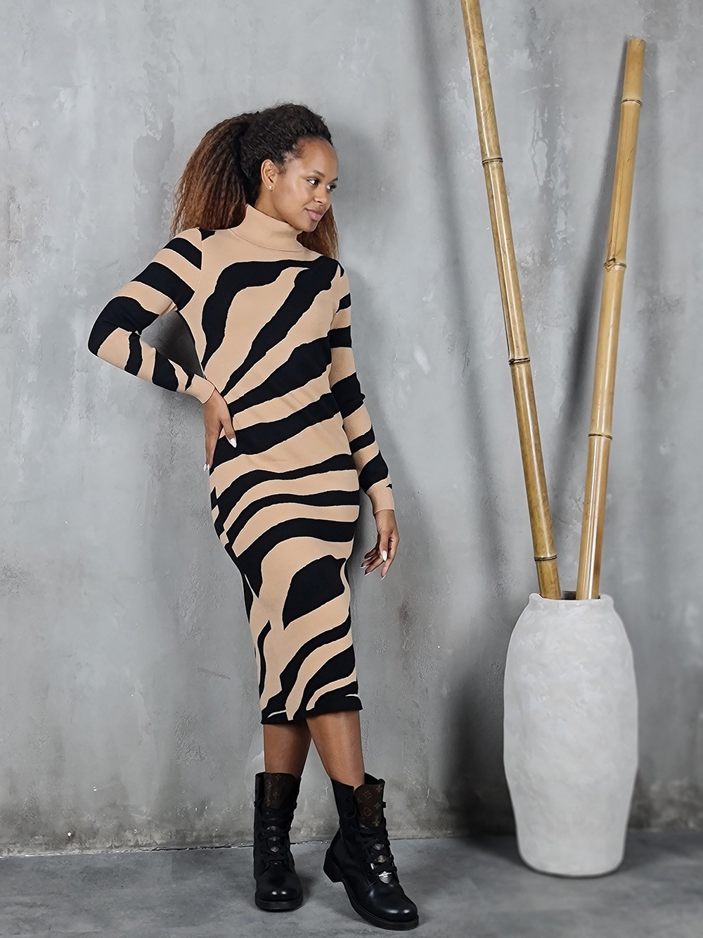 Платье Z Studio длинное зебра беж.-черн., фотография №1