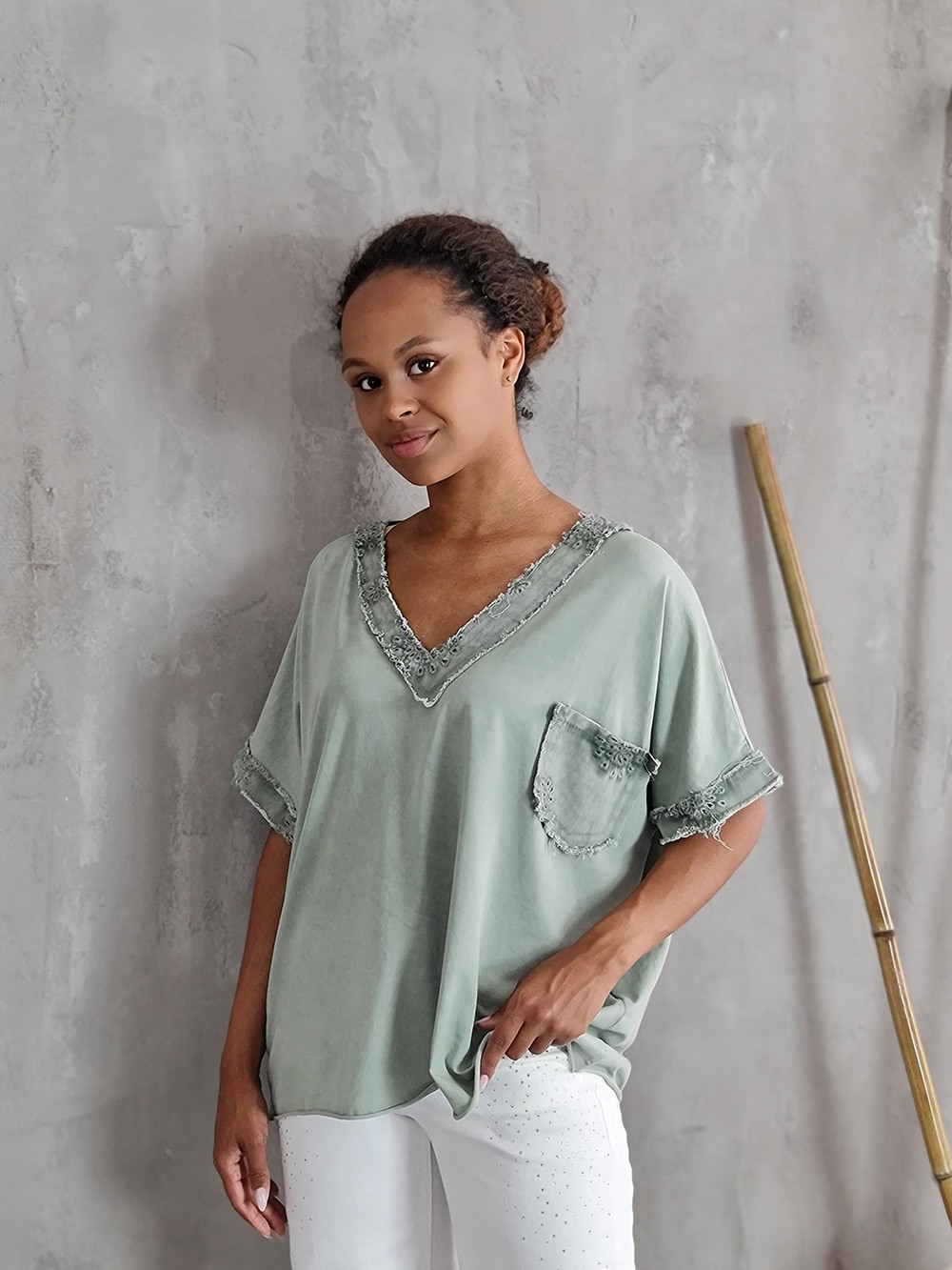 Футболка STAR с кармашком на груди зеленая, фотография №1