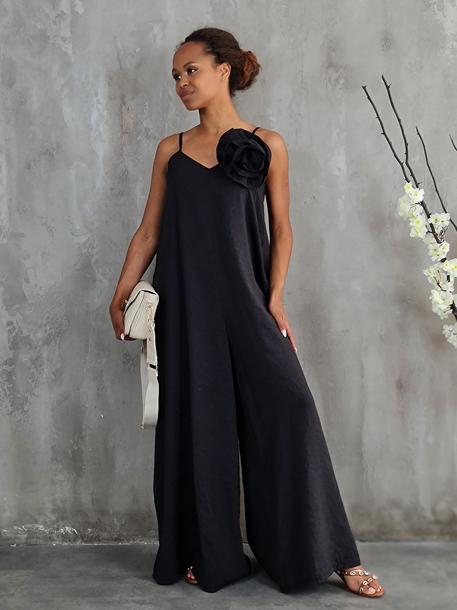 Комбинезон Motel на тонких лямках с брошью черный, фотография №1