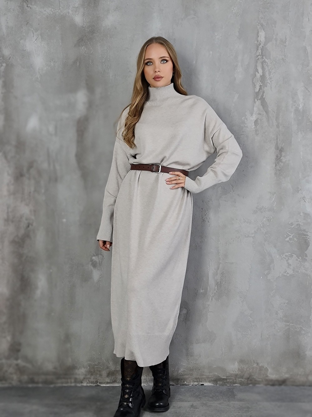 Платье CLOTHÉ вязаное макси кремовое , фотография №1