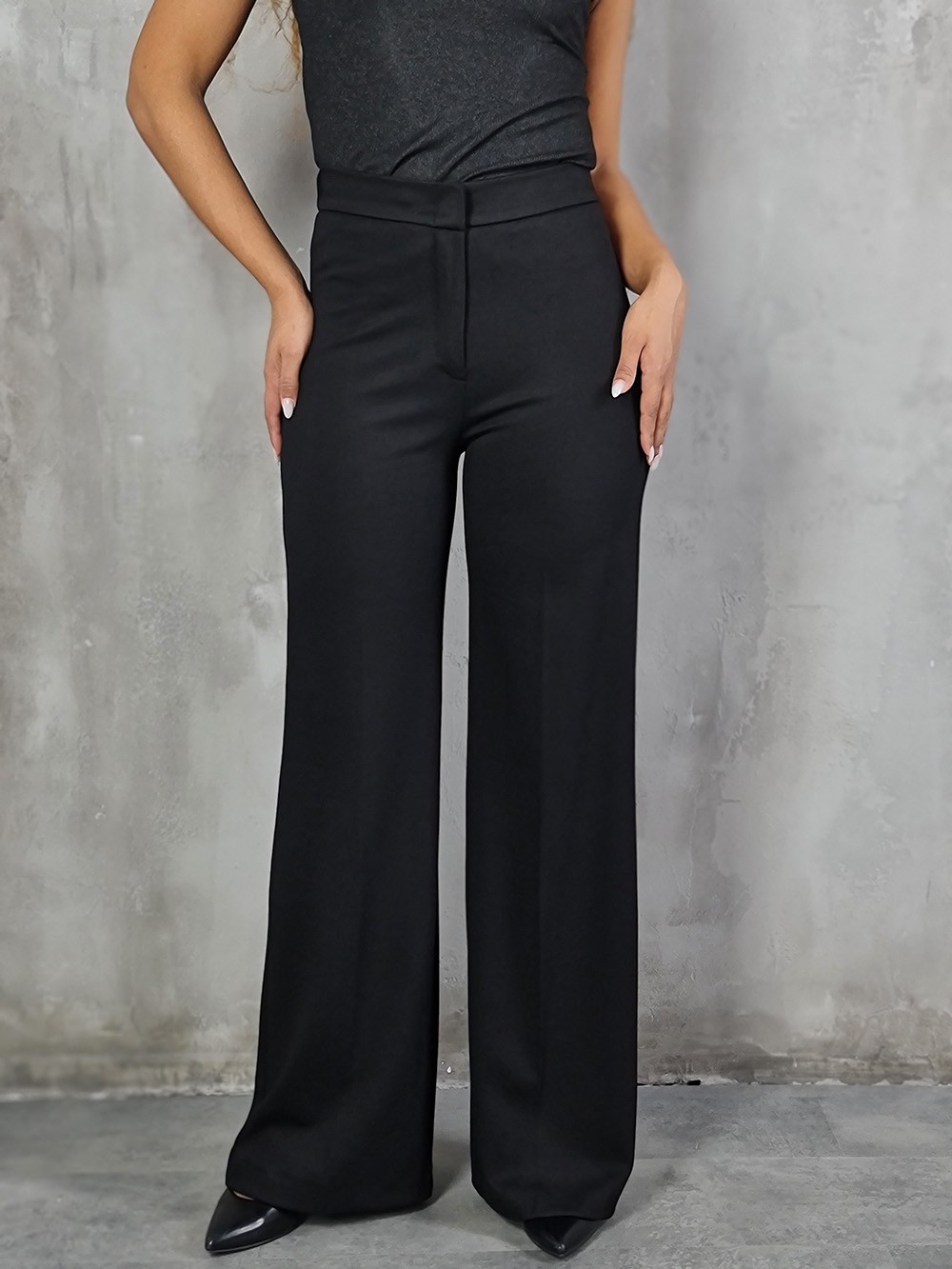 Брюки Imperial палаццо с карманами черные, фотография №1