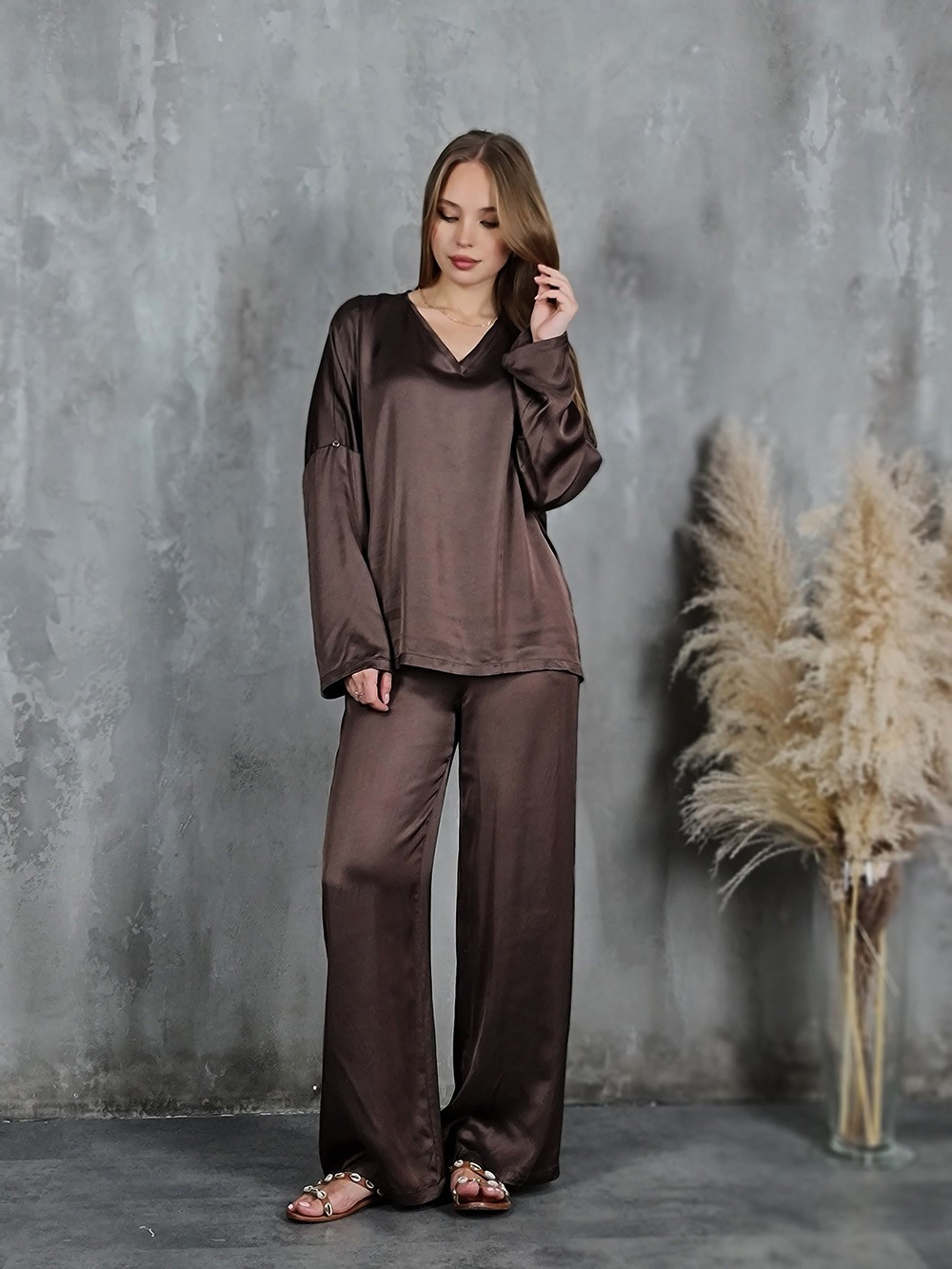 Костюм CLOTHÉ атласный шоколад, фотография №1