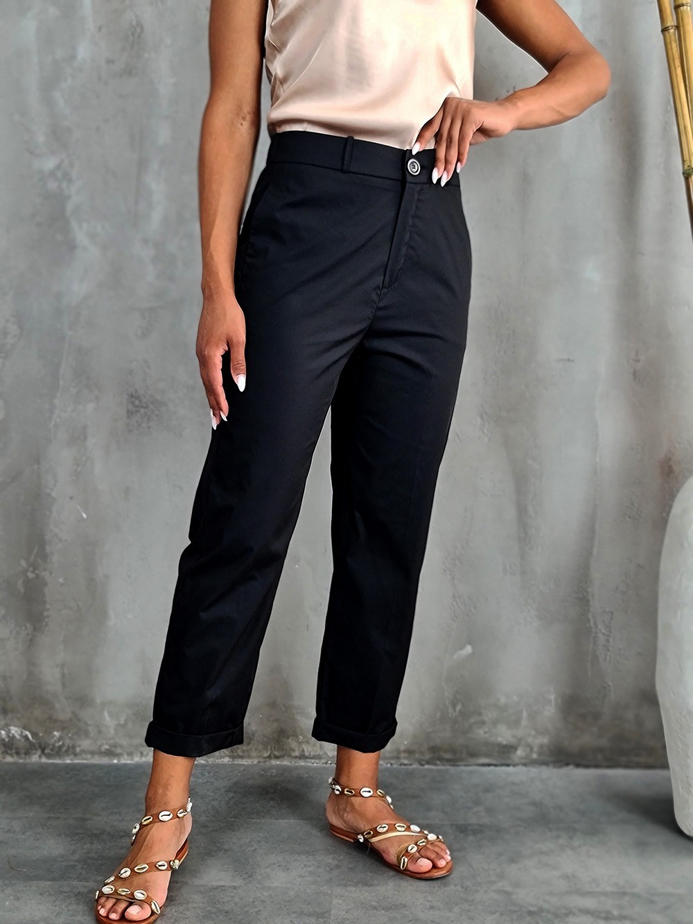 Брюки Imperial классик на резинке сзади, с подворотами черные, фотография №1