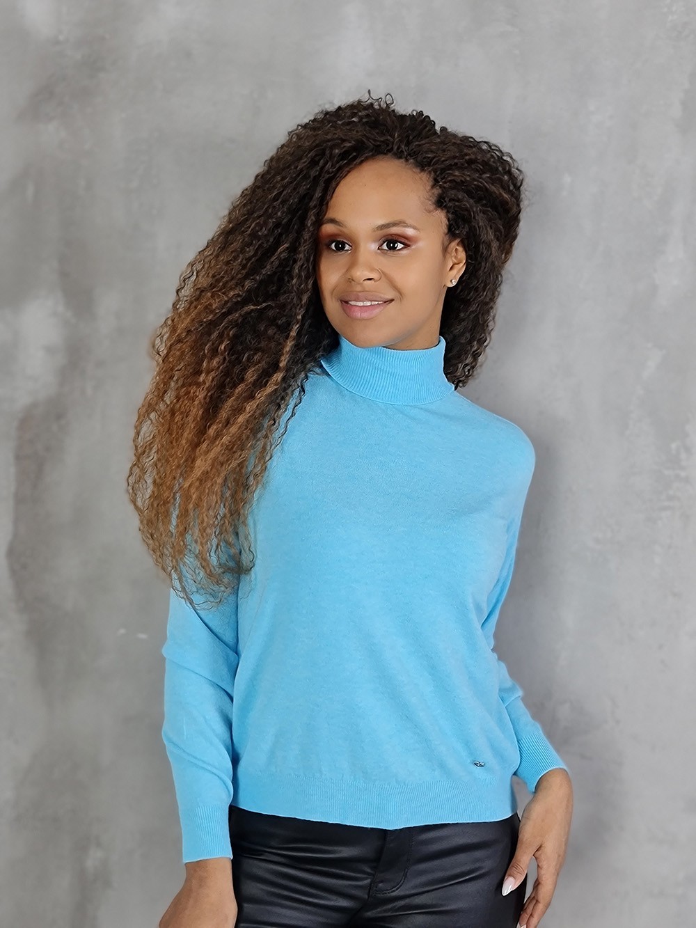 Водолазка Please базовая укороченная голубая , фотография №1