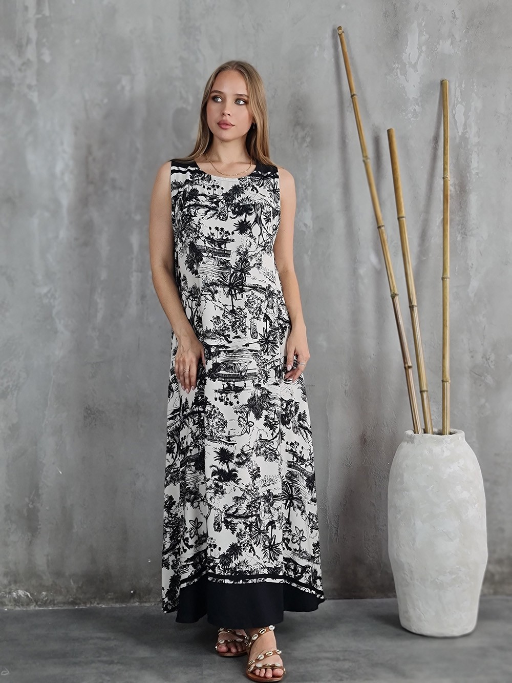 Платье MIHO'S черный принт диор молочное, фотография №1