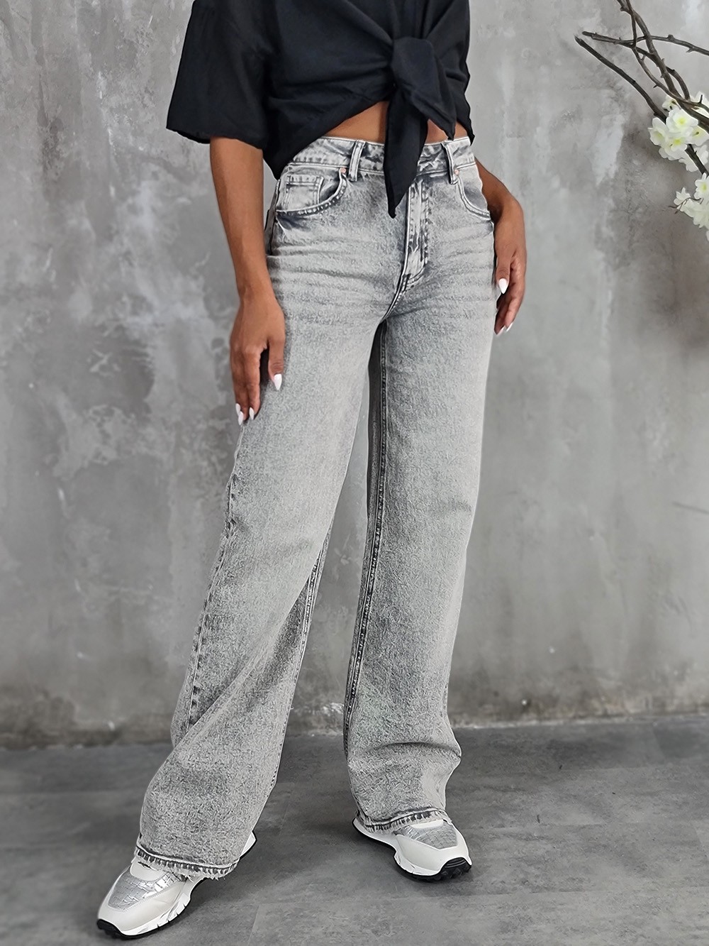 Джинсы Miss Bonbon прямые широкие графит , фотография №1