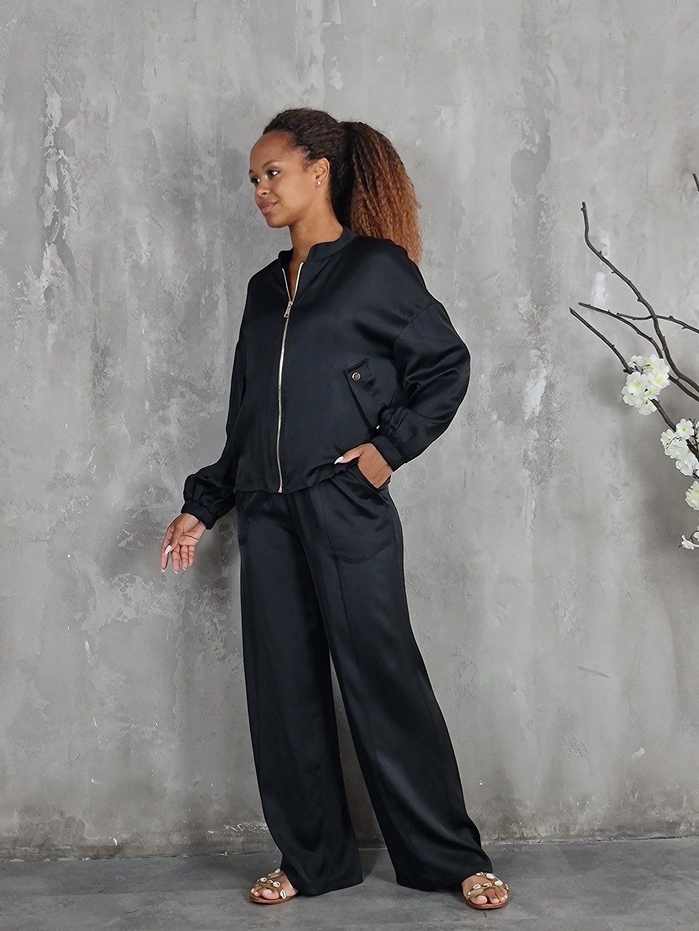 Костюм CLOTHÉ бомбер на молнии и брюки черный, фотография №1