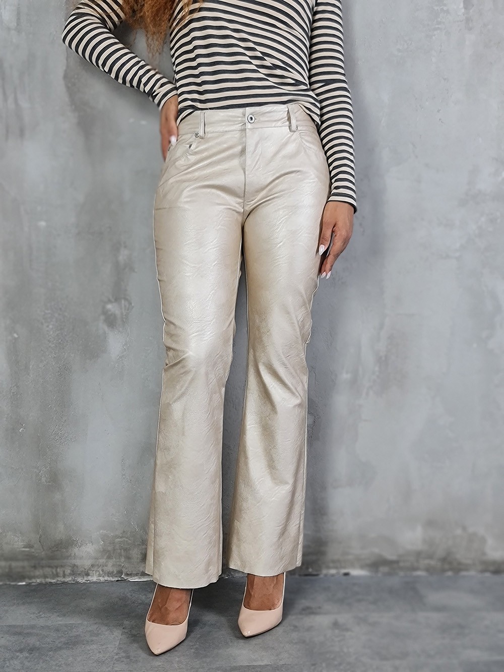 Брюки Please экокожа бежевые, фотография №1