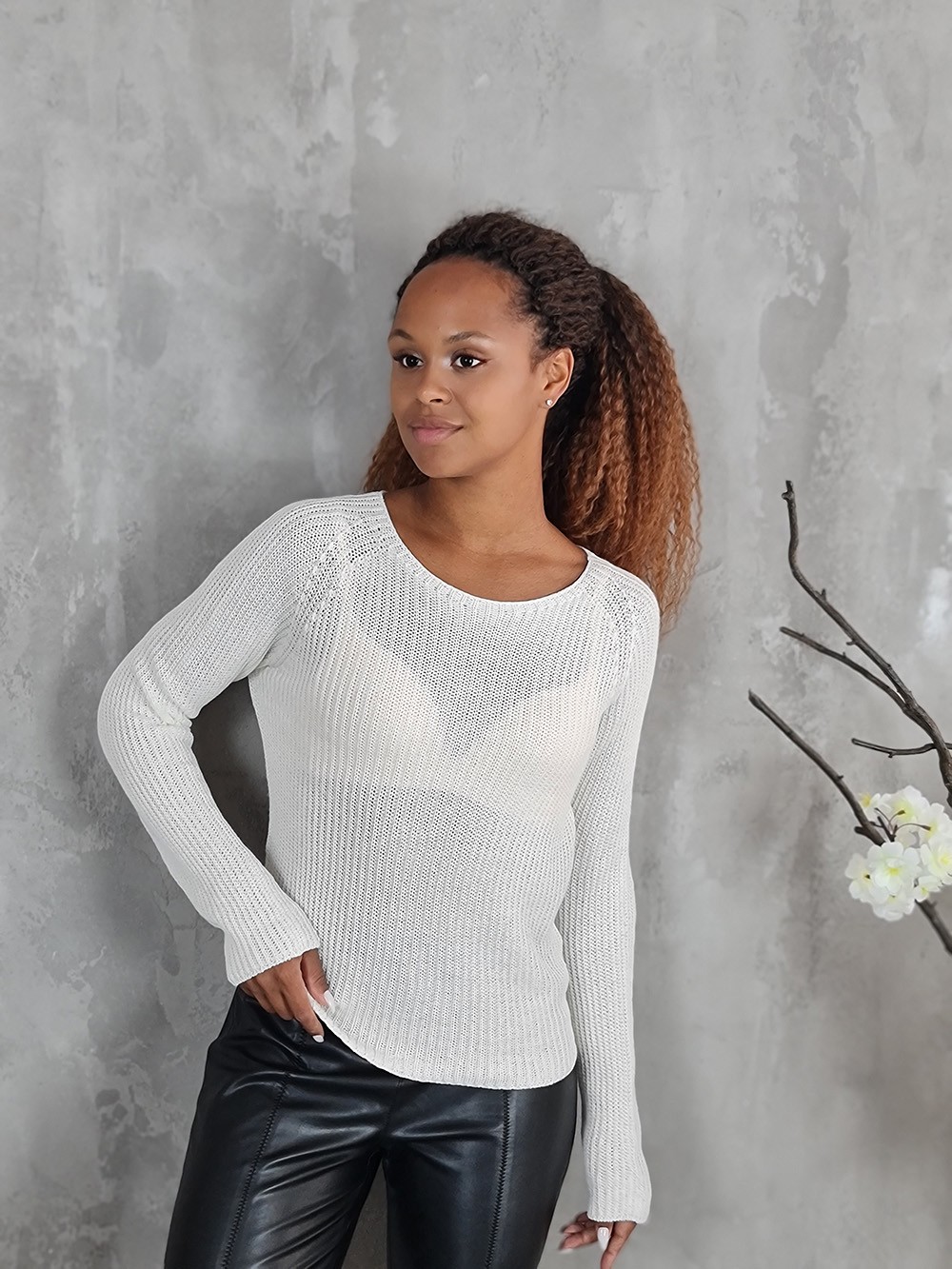 Джемпер Kontatto вязаный хлопковая пряжа молочный, фотография №1