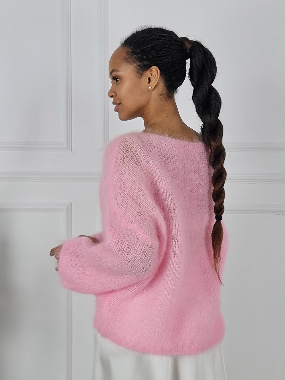 Джемпер кид мохер вырез лодочка длинный рукав баблгам, фотография №3