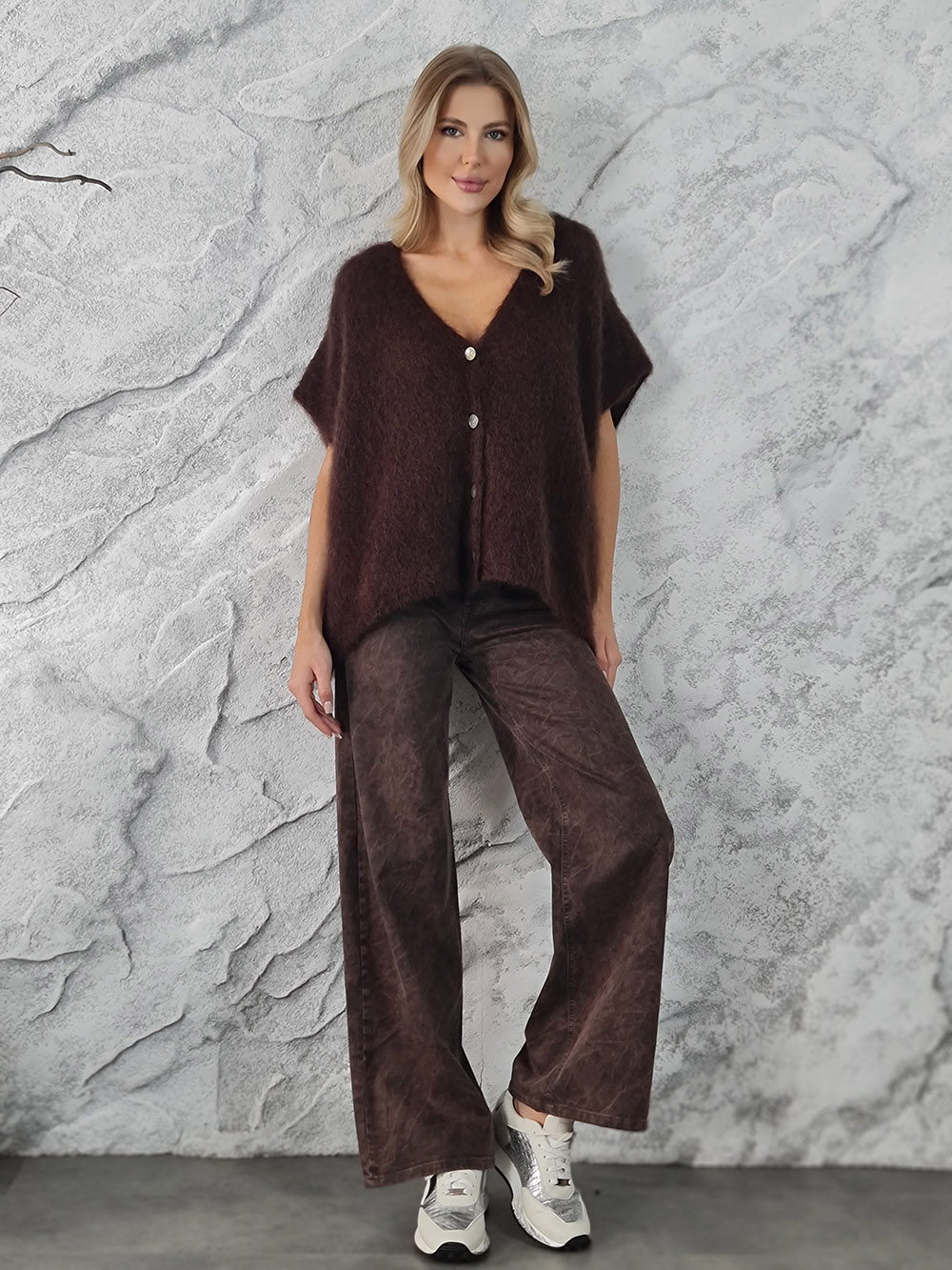 Джинсы Please винтажный принт шоколад, фотография №2