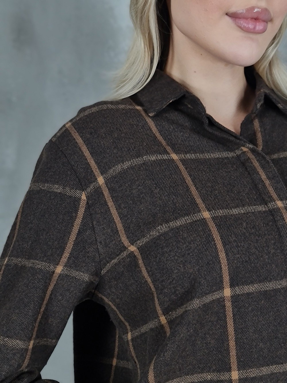 Рубашка THODAMI в клеточку оранжевую шоколад, фотография №5