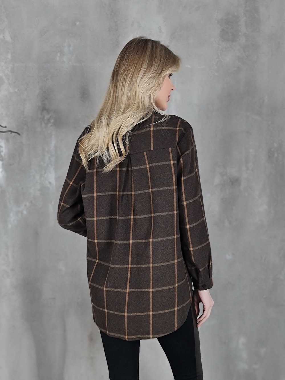 Рубашка THODAMI в клеточку оранжевую шоколад, фотография №4