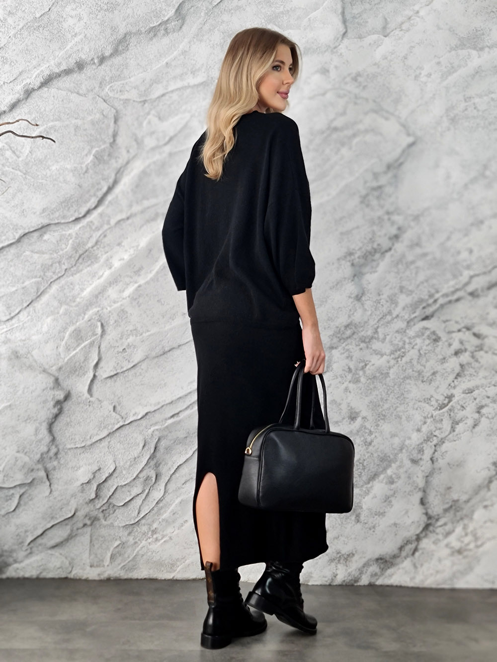 Костюм Vicolo джемпер круглый вырез юбка трикотажный черный, фотография №3