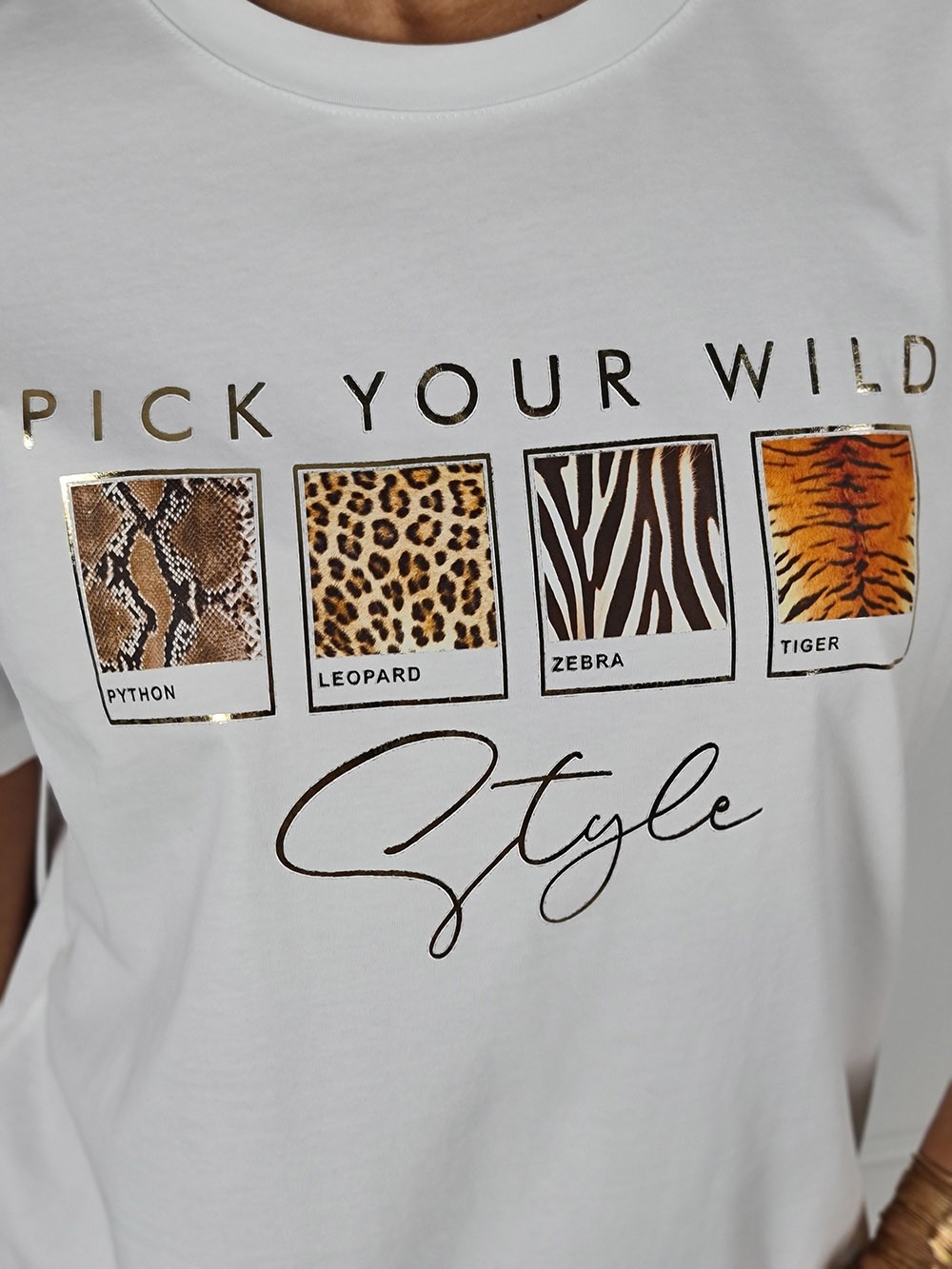 Футболка Y Two принты Анималистические с надписью белая, фотография №4