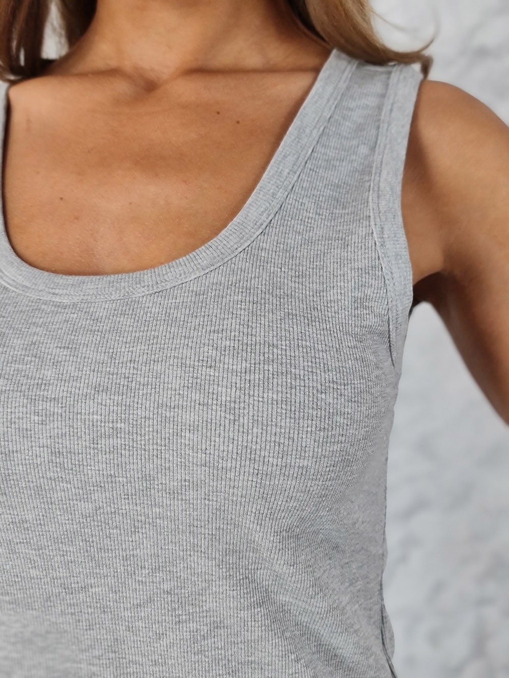 Топ WIYA базовый в рубчик серый, фотография №3