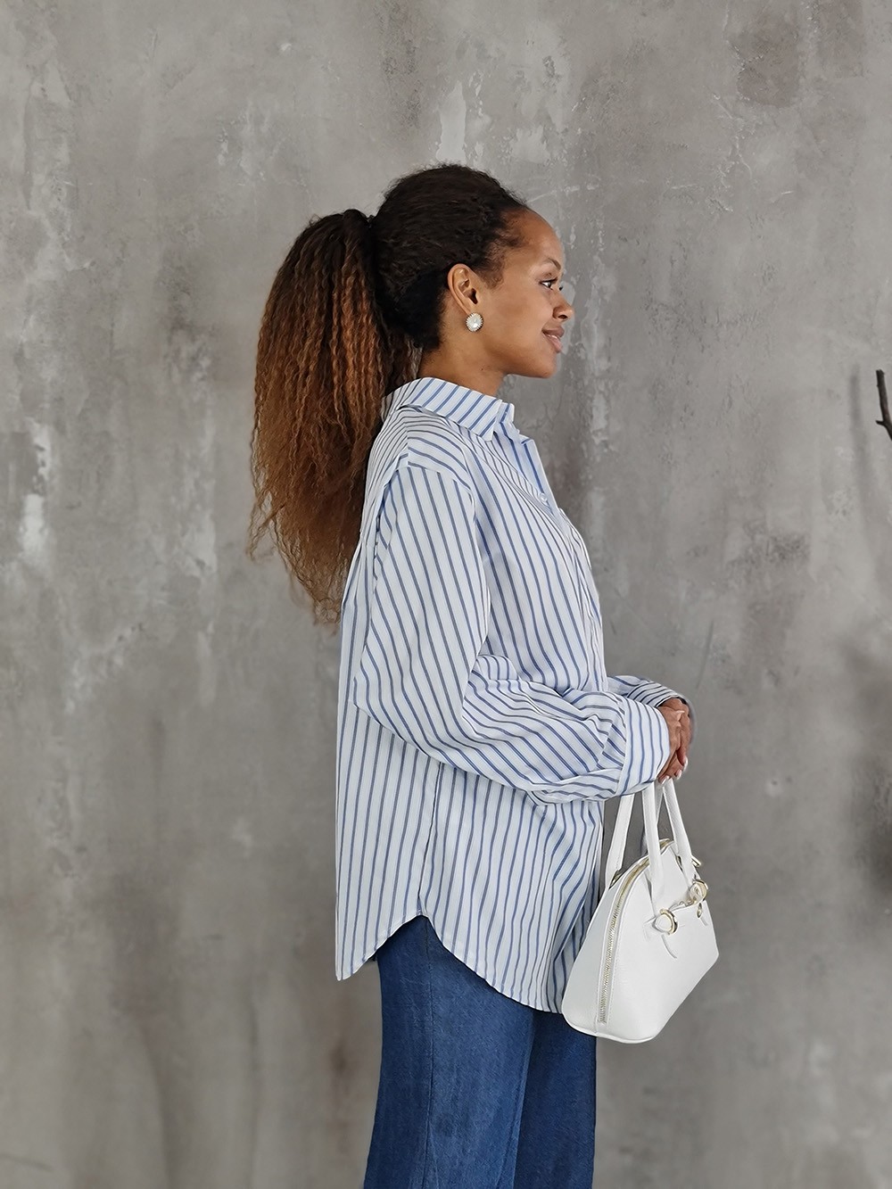 Рубашка MINT в полоску белая, фотография №4