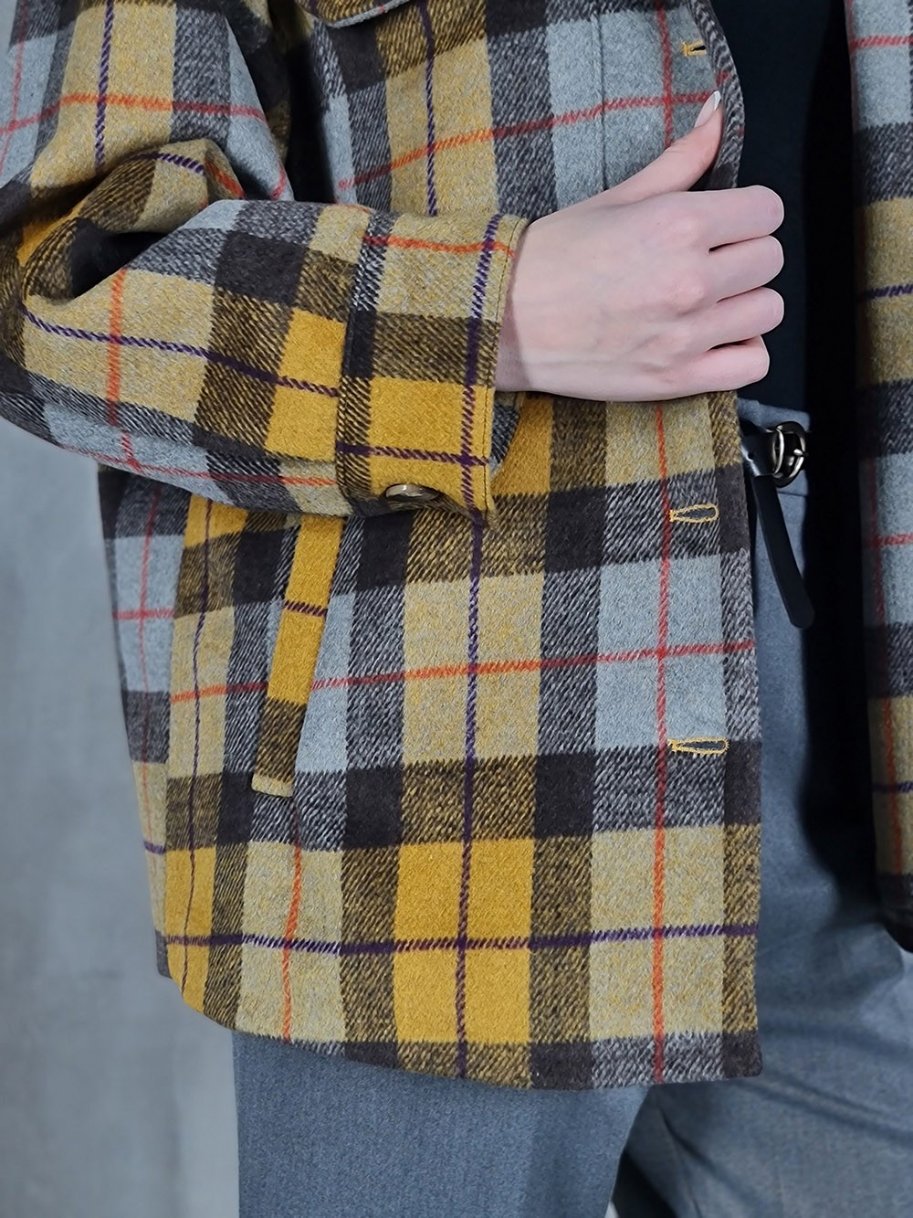 Полупальто Please в клетку желтое , фотография №3