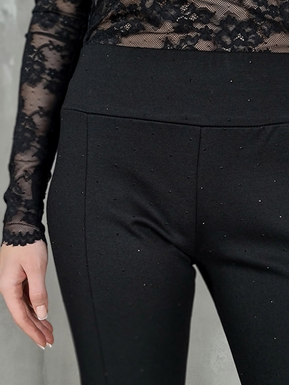 Брюки THODAMI с камушками черные, фотография №5