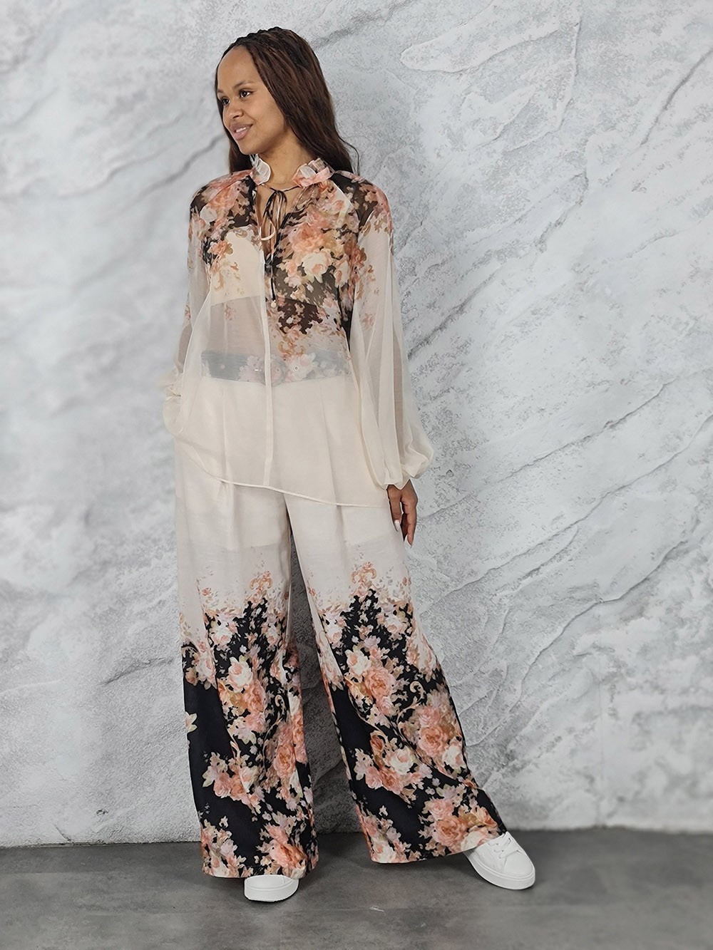 Костюм De Royal цветочный принт кремовый, фотография №4