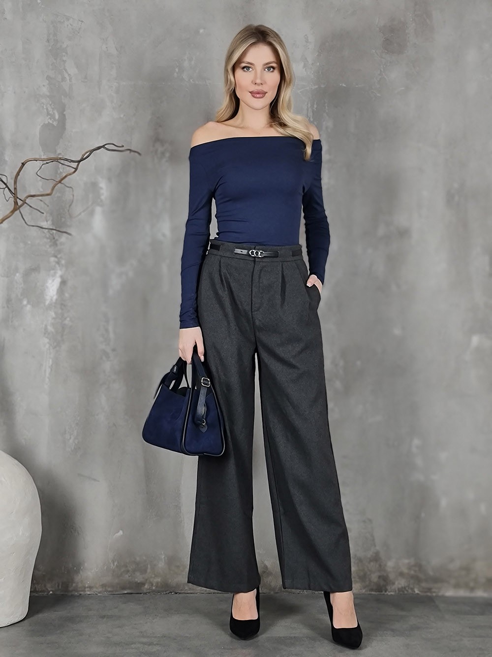 Брюки Manosque с ремнем серые, фотография №2