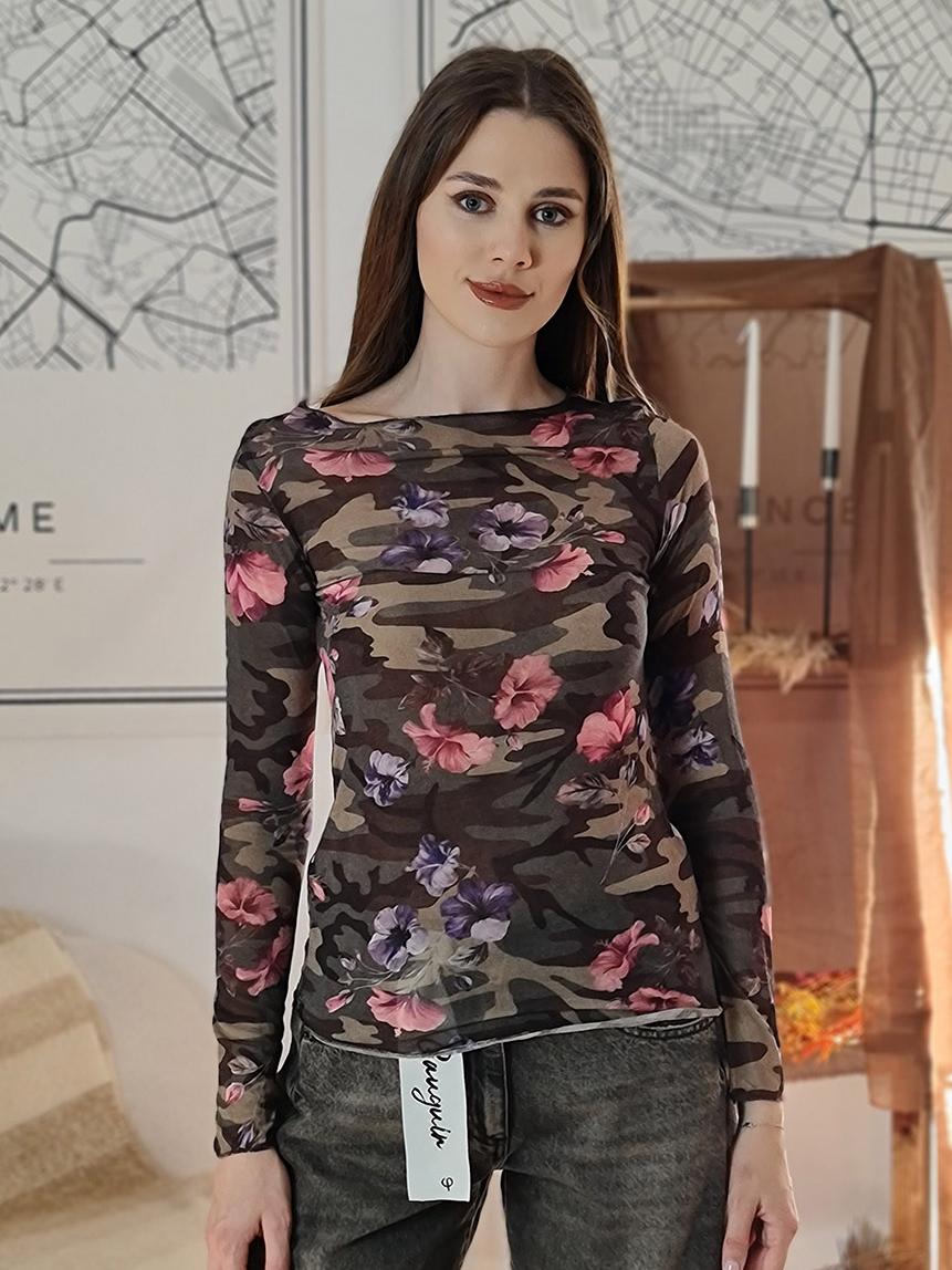 Лонгслив Cashmere Blend милитари с кашемиром хаки, фотография №1