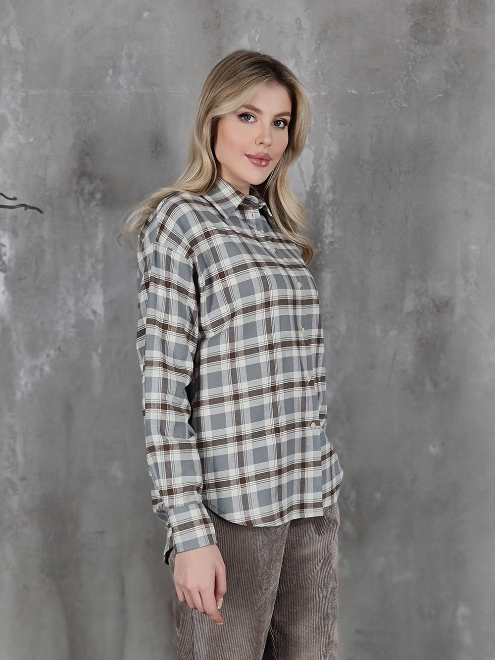 Рубашка Imperial в клетку светло-серая, фотография №2