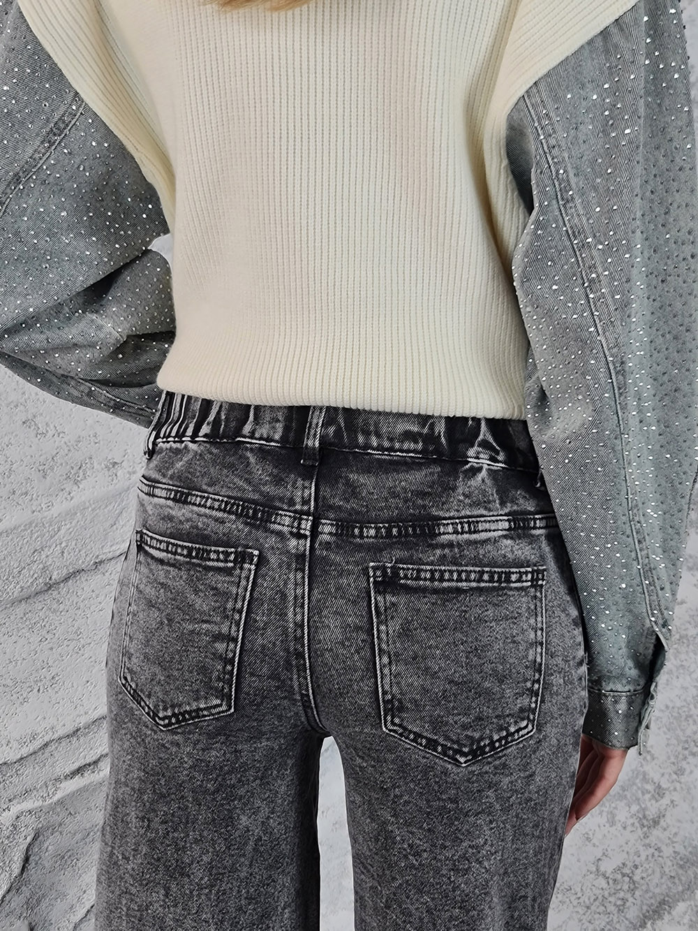 Джинсы Miss Bonbon на резинке серые, фотография №4