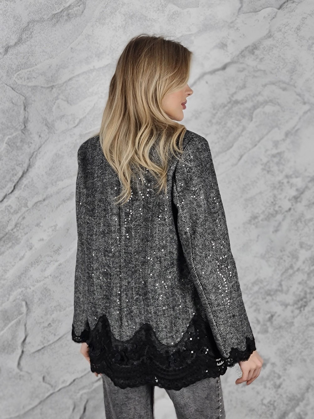 Пиджак Mitica&Co.с кружевом серый, фотография №2