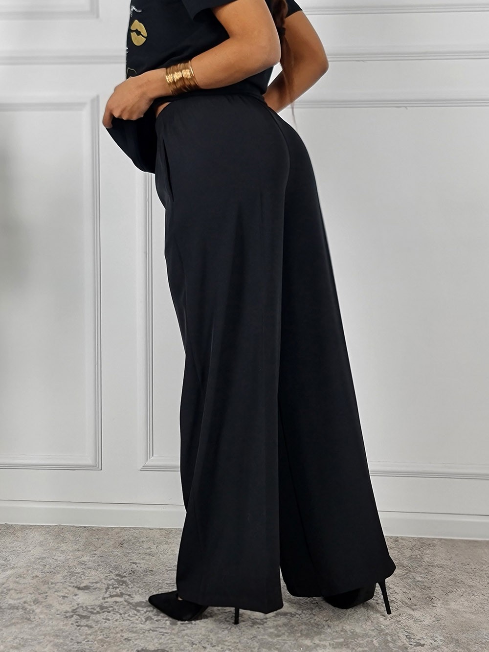 Брюки Imperial ткань холодок на резинке черные , фотография №3