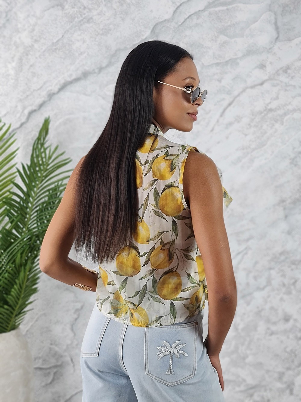 Блузка MINT принт лимоны молочная, фотография №3