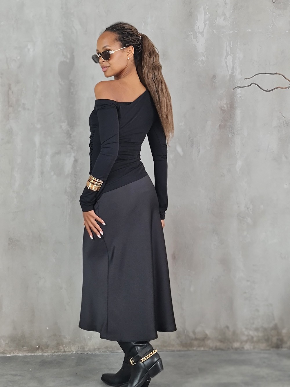 Юбка Imperial атласная миди черная, фотография №3