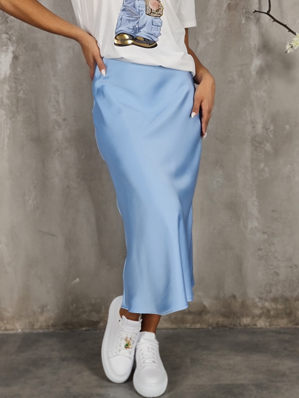 Юбка Imperial атласная миди голубая, фотография №1