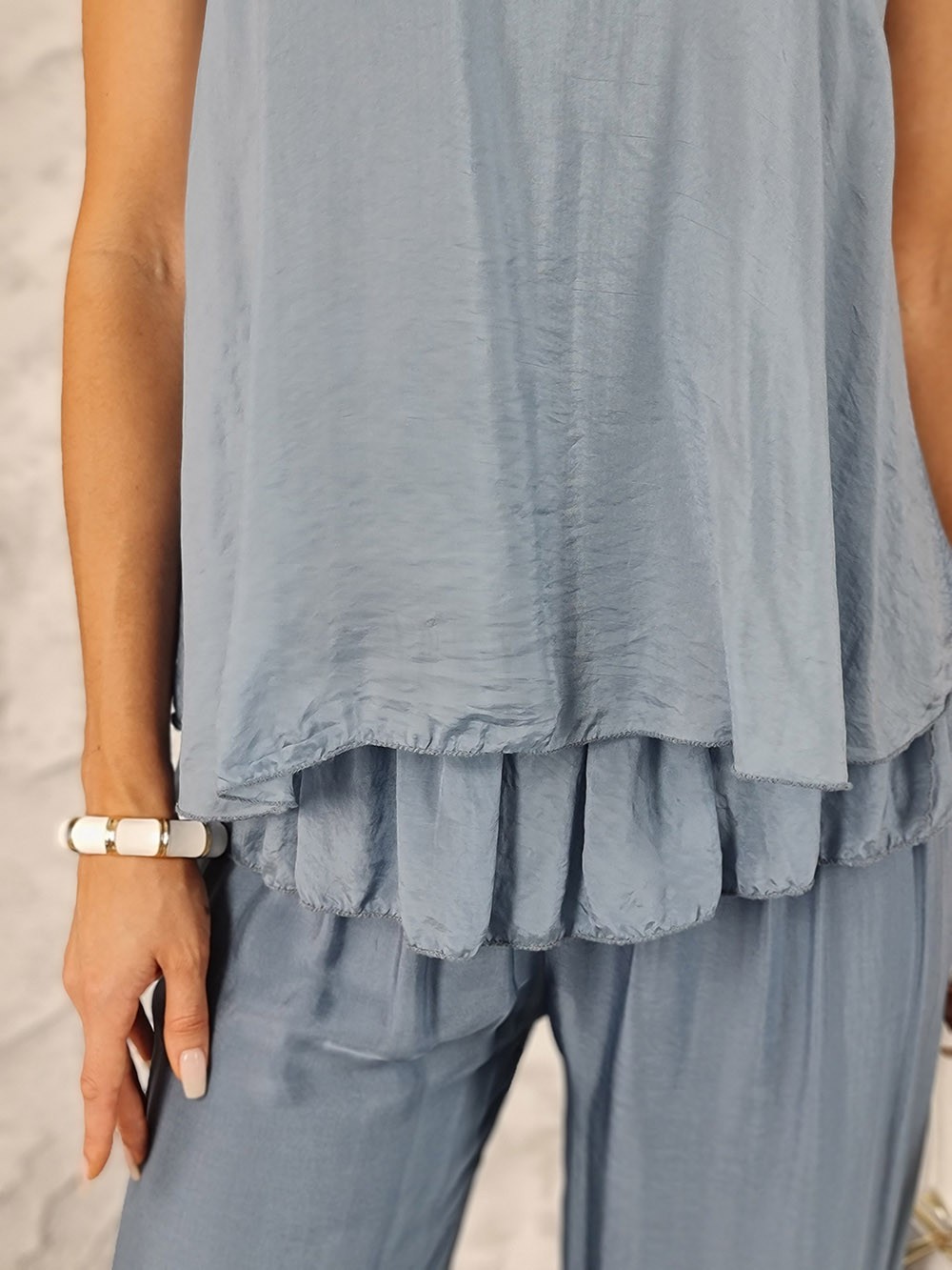 Костюм Pura Seta топ и брюки синий, фотография №5