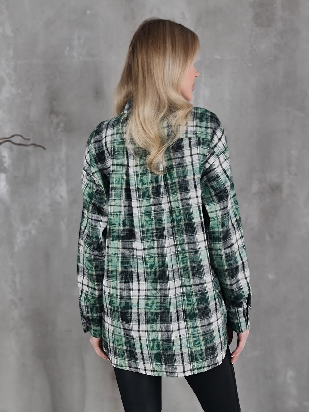 Рубашка с варёным эффектом Imperial в клетку изумрудная, фотография №4