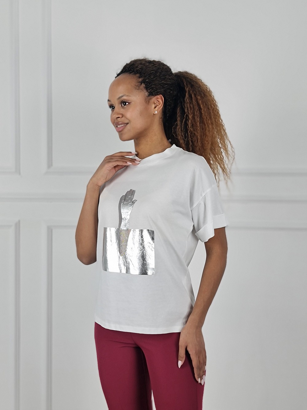 Футболка Imperial с принтом руки белая, фотография №2