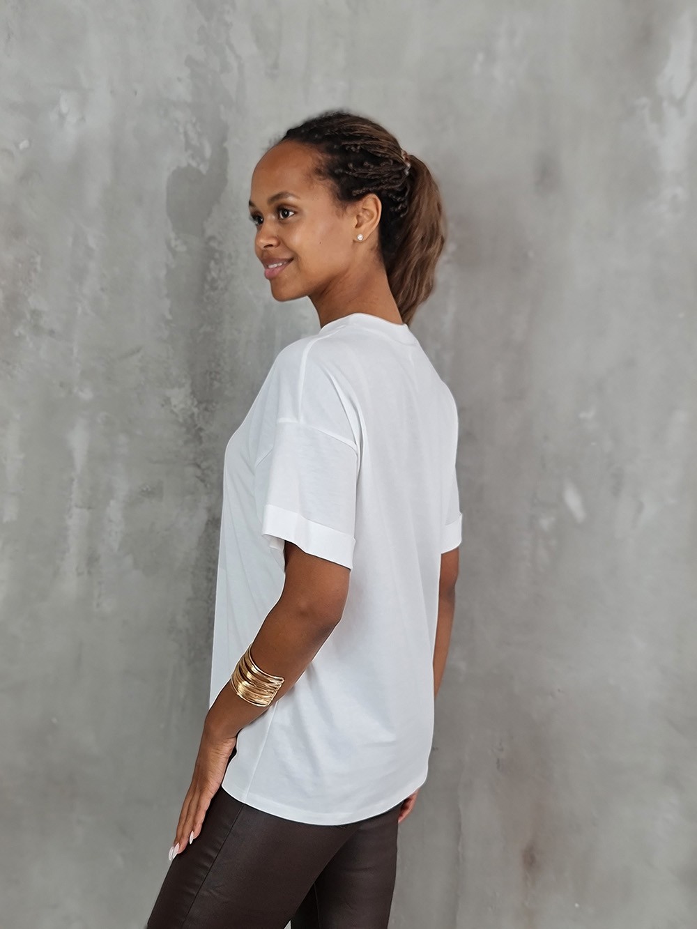 Футболка Imperial с бежевым принтом губы белая, фотография №3