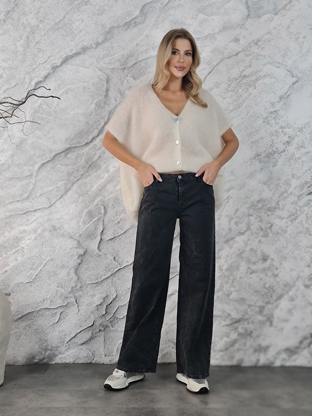 Джинсы Please винтажный принт графит, фотография №2