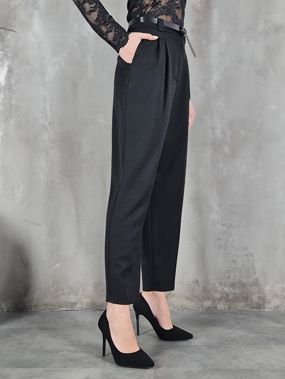 Брюки LUMA с ремнем черные, фотография №2