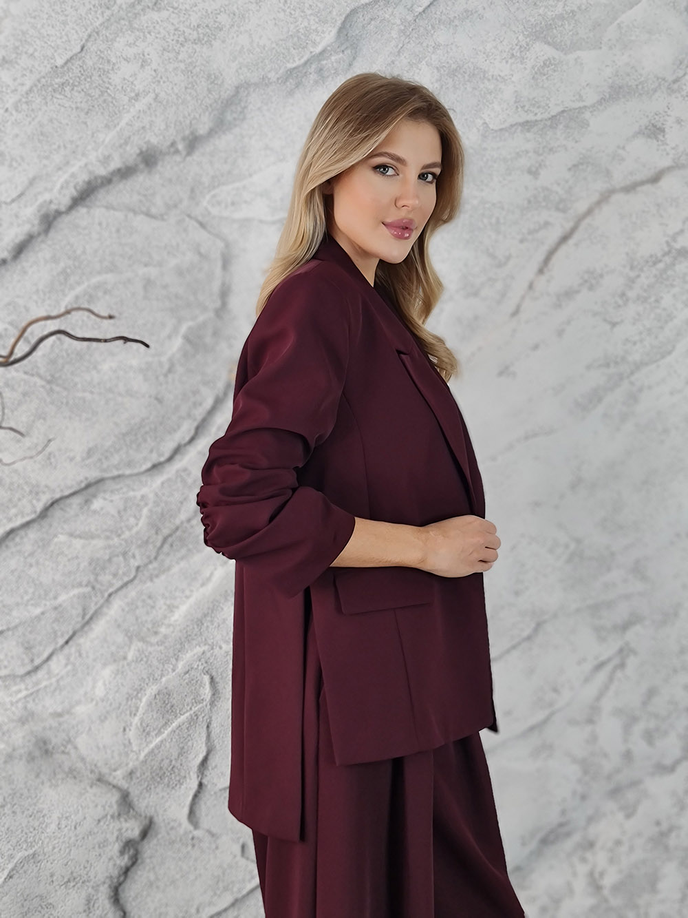 Пиджак Imperial рукав со сборкой винный, фотография №3