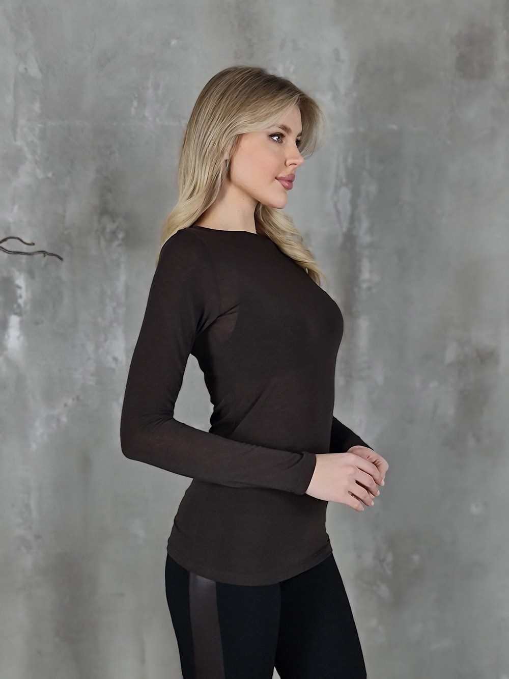 Лонгслив Vicolo с кашемиром шоколад, фотография №2