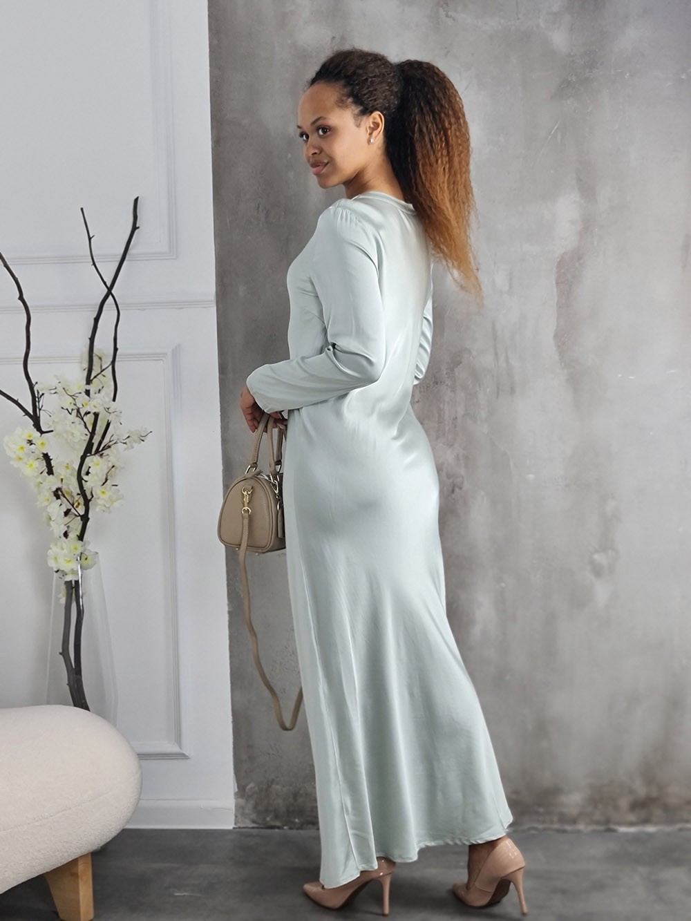 Платье CLOTHÉ макси с длинным рукавом ментол, фотография №3