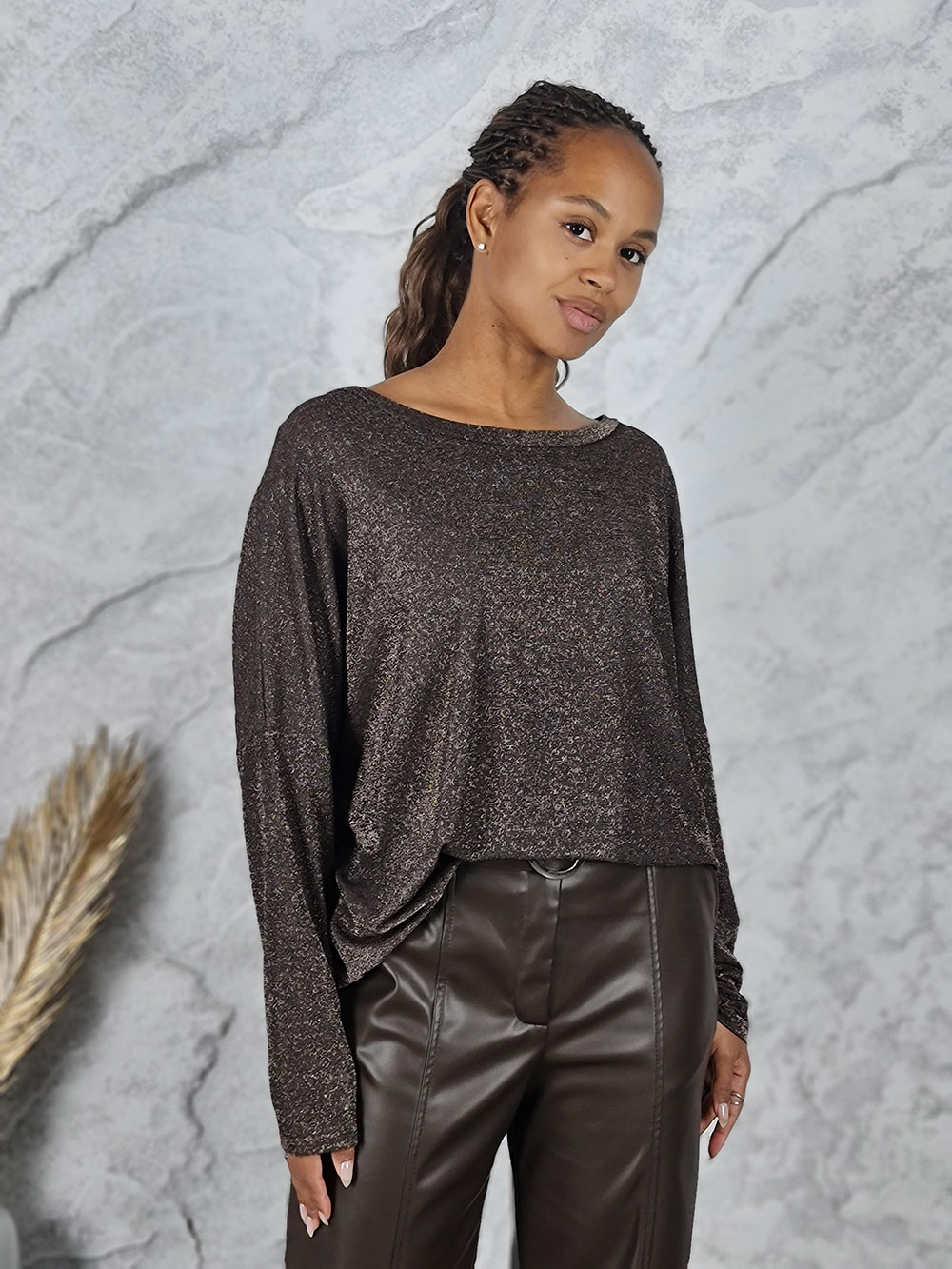 Лонгслив please люрекс шоколад , фотография №1