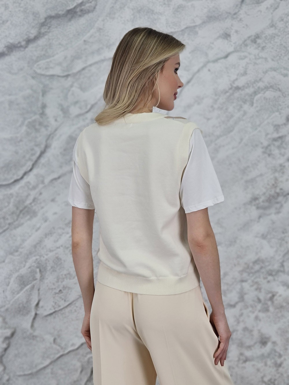 Футболка Lavysh с жилетом молочная, фотография №3