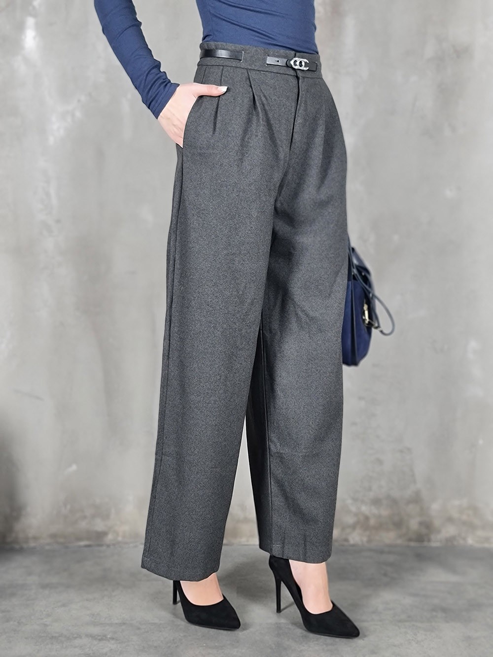 Брюки Manosque с ремнем серые, фотография №3