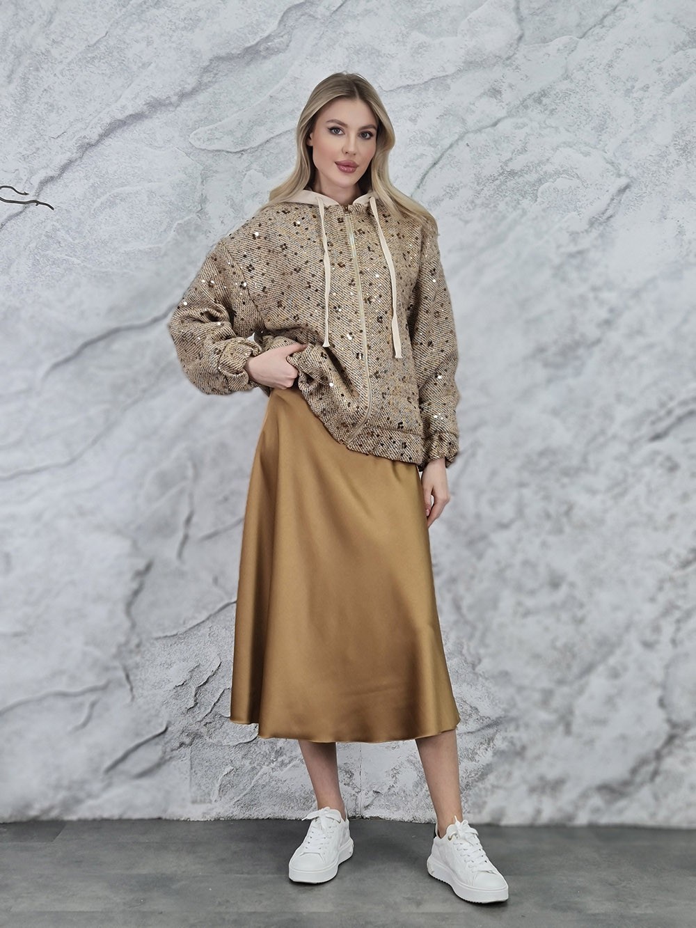 Юбка MIHO'S шелковистая вискоза карамель , фотография №2