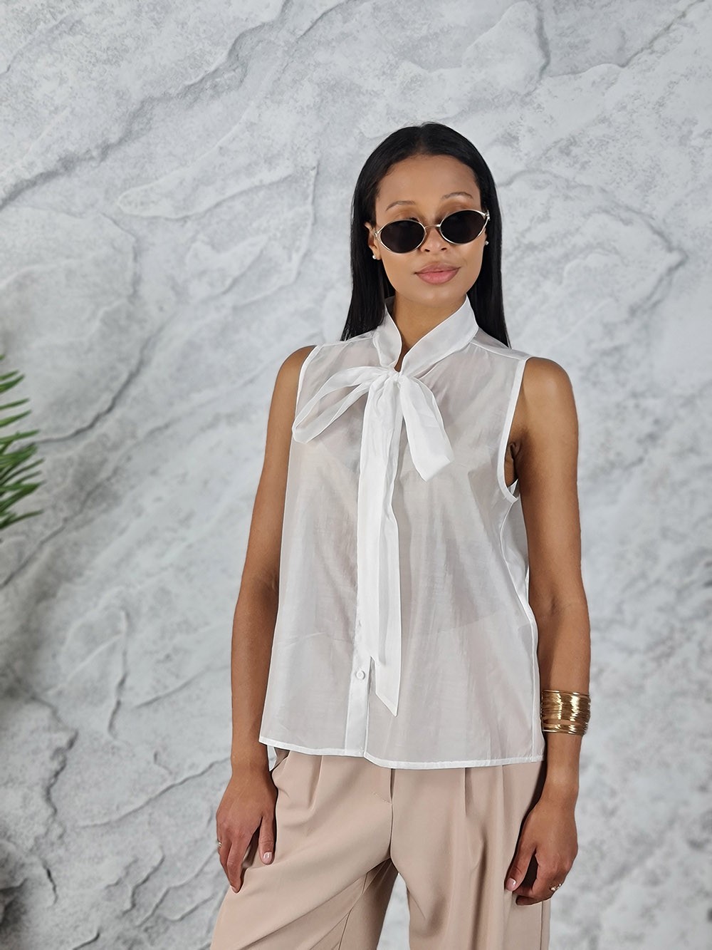 Блузка Rinascimento без рукавов белая, фотография №3