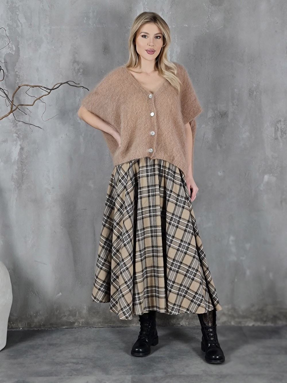 Юбка Mitica&Co. в клетку бежевая , фотография №2